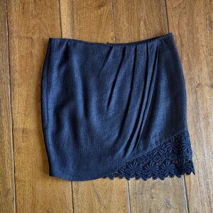 Chic Navy Lace Accent Mini Skirt